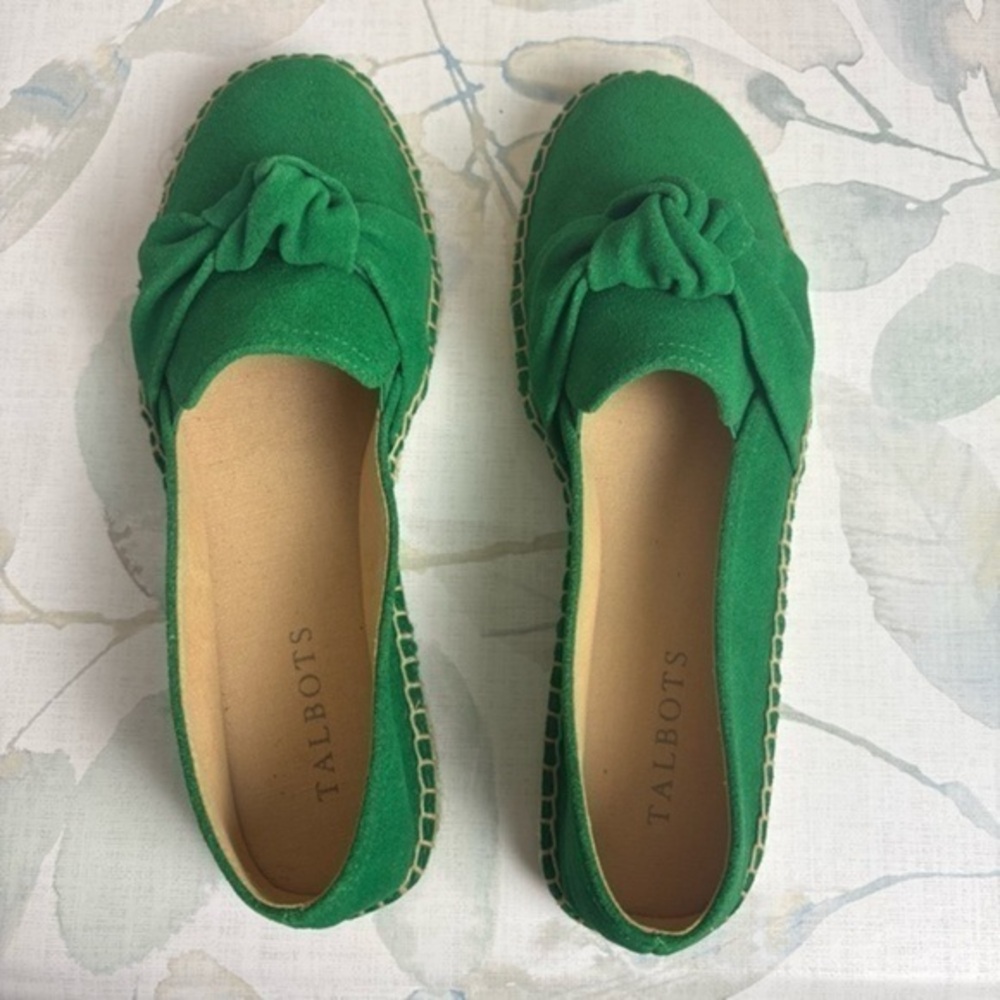 Talbots Womens Izzy Knot detail Espadrilles Suede Leather size 7M